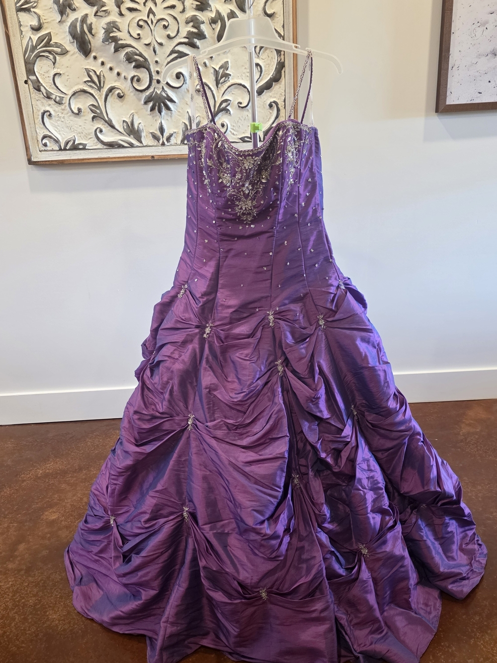 Tiffany Designs Size 14 Purple Beaded Corset Ball Gown Formal Prom/Pageant Dress - Picture 10 of 14